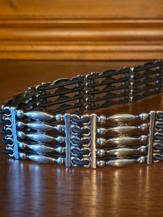 Suzi Roher Silver Metal Belt With Black Leather Accent main image 5